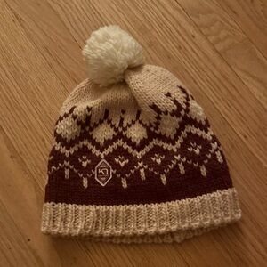 Kari Traa Kids Fair Isle Pom Beanie - Cream & Brown